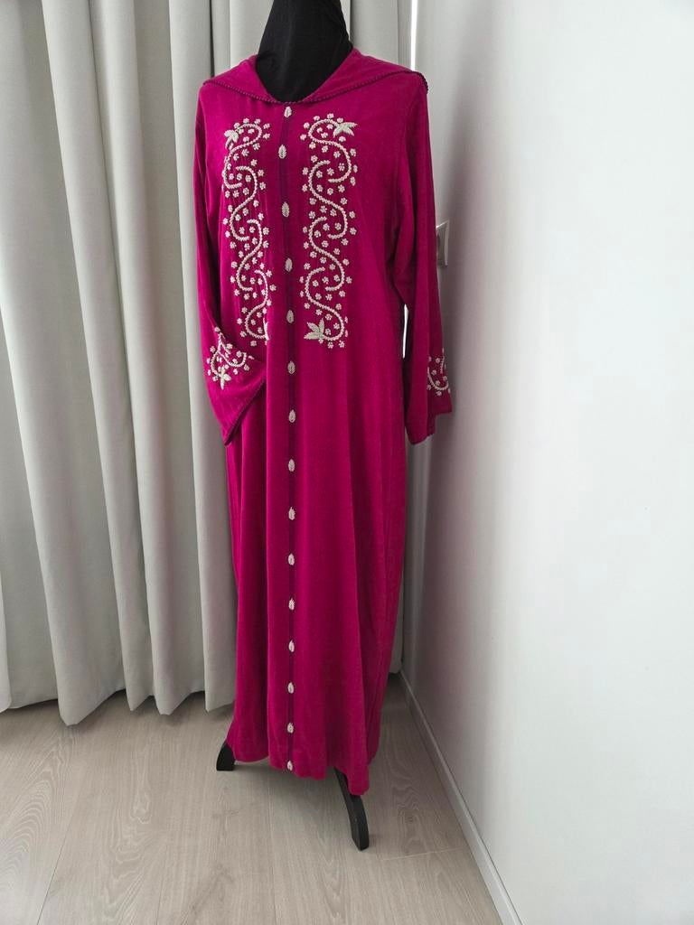 Marokkaanse jurk jelaba roze met zilveren skilli en randa, Ophalen of Verzenden, Maat 36 (S), Roze