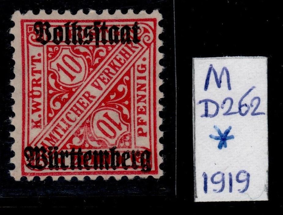 dienstzegel 10 pfenig Volksstaat Württemberg (PZ 8), Ophalen of Verzenden, Overige periodes, Gestempeld
