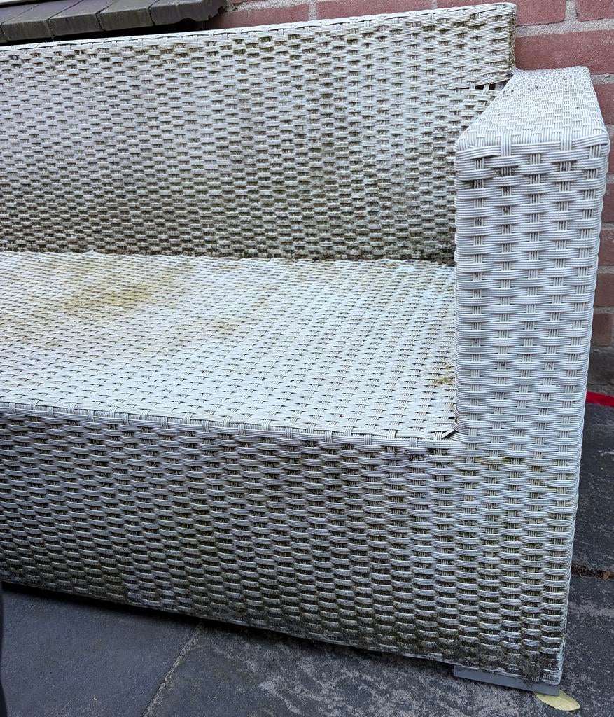 Witte loungeset bank, Tuin en Terras, Ophalen, Gebruikt, 3 zitplaatsen, Loungeset