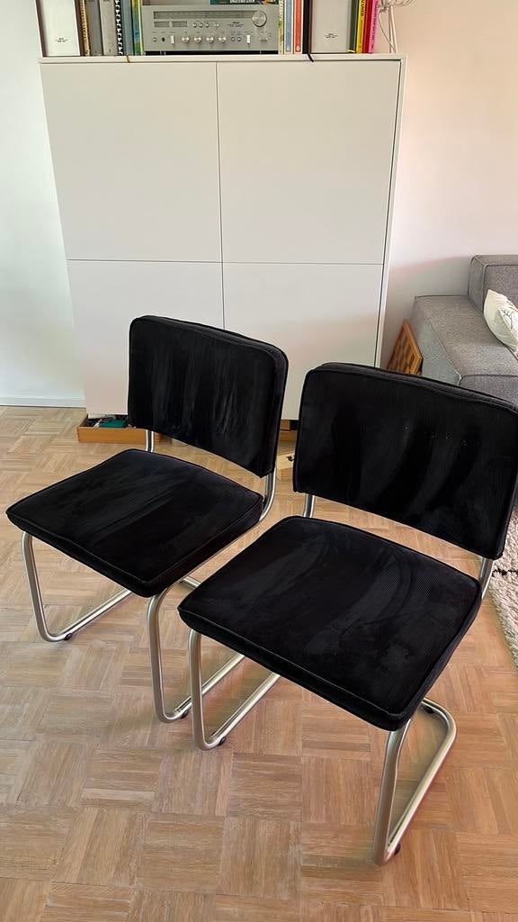 Zuiver Ridge Rib brushed geborsteld buisframe, Ophalen, Gebruikt, Twee, Zwart