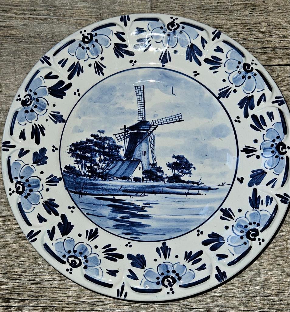 Delfts-blauw bord met molen, helemaal gaaf, Antiek en Kunst, Ophalen of Verzenden