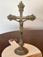 Vintage Staand Kruisbeeld Jezus Christus Messing, Ophalen of Verzenden