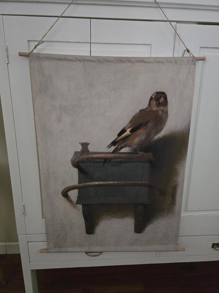 Stoffen doek 'Het Puttertje' schilderij brocant, Ophalen