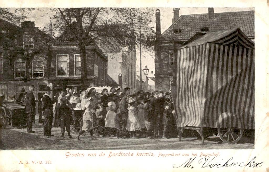 Dordrecht Kermis Poppenkast aan het Bagijnhof # 857, Verzamelen, Verzenden, Voor 1920, Gelopen, Zuid-Holland