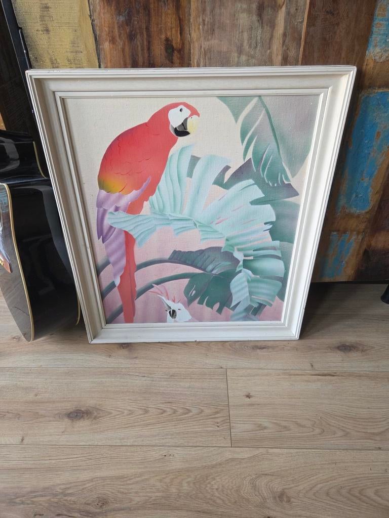 Canvas schilderij; Papegaai en parkiet airbrush, Ophalen, Oorspronkelijke maker, Schilderij, 75 cm of meer