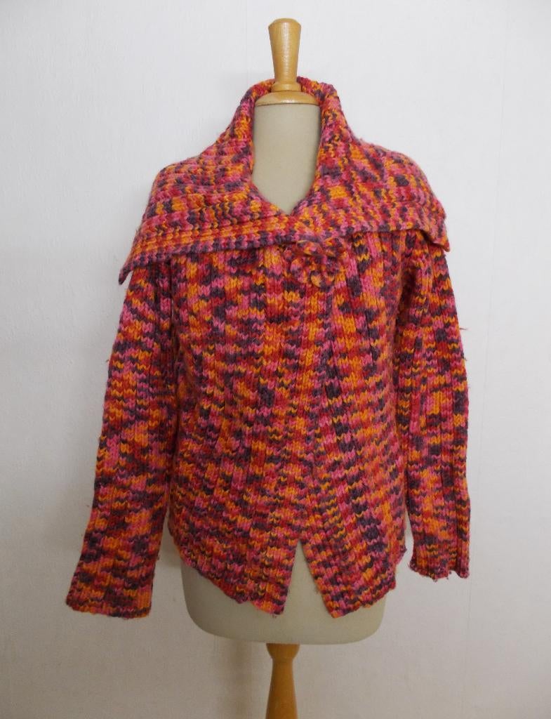 Fleurig 70% wollen vest van Jackpot! L/3, Kleding | Dames, Truien en Vesten, Verzenden, Zo goed als nieuw, Maat 42/44 (L), Oranje