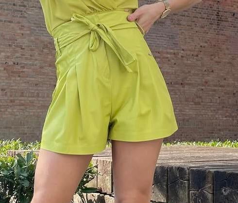 DENNY ROSE vegan leather short lime mt 36, 38 en 42