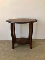 Vintage Art Deco bijzettafel, rond, donker hout, Ophalen of Verzenden