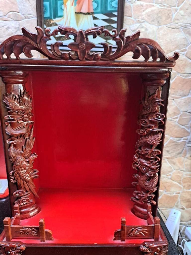 Chinees altaar rood mwt draken, Antiek en Kunst, Ophalen