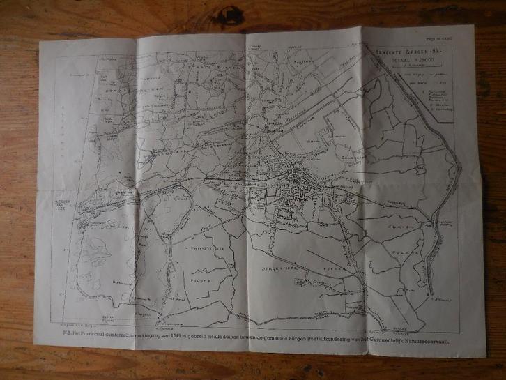 Plattegrond Gemeente Bergen-NH, Boeken, Atlassen en Landkaarten, Gelezen, Landkaart, Nederland, 1800 tot 2000, Ophalen
