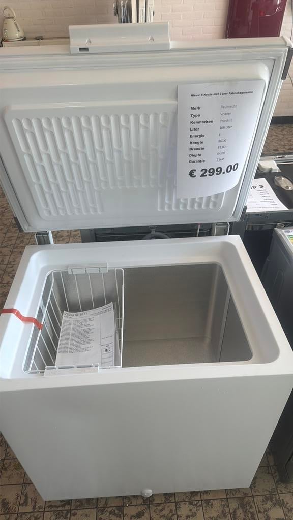 Vrieskist 81cm breed 166 liter nieuw, Witgoed en Apparatuur, Vriezers en Diepvrieskisten, Vrieskist, Minder dan 85 cm, Nieuw, Vrijstaand