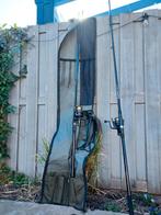 Complete visuitrusting: 2 hengels, schepnet, beetmelders, Ophalen, Zo goed als nieuw, Complete hengel