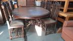 Antieke eethoek met 6 stoelen en houtsnijwerk, Antiek en Kunst, Ophalen