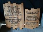 2 Houten wanddecoraties met bijbelteksten, Huis en Inrichting, Ophalen, Minder dan 50 cm, Gebruikt, 50 tot 75 cm