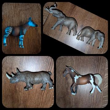 schleich 2 olifanten, paard en neushoorn beschikbaar voor biedingen