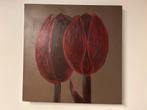 Mooi schilderij met tulpen op linnendoek ca. 50 x 50 cm, Ophalen