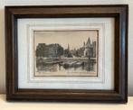 De Gelderse kade Amsterdam ingelijst, Antiek en Kunst, Kunst | Etsen en Gravures, Ophalen