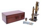 Antiek Microscoop Nachet opticien Rue Serpente 16 Paris 1860, Antiek en Kunst, Ophalen of Verzenden