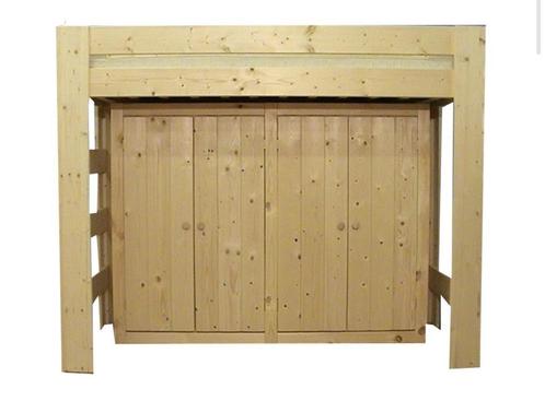 Hoogslaper 200x140 zonder matras, incl grote opbergkast, Huis en Inrichting, Slaapkamer | Bedden, Zo goed als nieuw, Twijfelaar