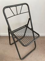 Vintage - metalen leger klapstoel - industriële stoel, Huis en Inrichting, Stoelen, Ophalen, Gebruikt, Metaal, Eén
