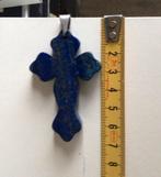 Natuursteen Lapis lazuli kruis hanger 7 cm lang, Ophalen, Blauw, Zo goed als nieuw, Steen of Mineraal