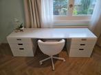 Wit Bureau met Lades - Zo Goed als Nieuw, Huis en Inrichting, Bureaus, Ophalen, Zo goed als nieuw, Bureau