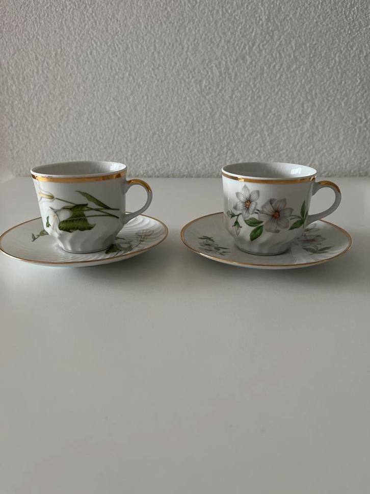 Vintage Kopjes en Schotels met Bloemen, Huis en Inrichting, Keuken | Servies, Zo goed als nieuw, Kop(pen) en/of Schotel(s), Overige stijlen