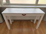 Massief houten sidetable / bijzettafel wit, Huis en Inrichting, Tafels | Sidetables, Ophalen, 100 tot 150 cm, Eikenhout, Zo goed als nieuw