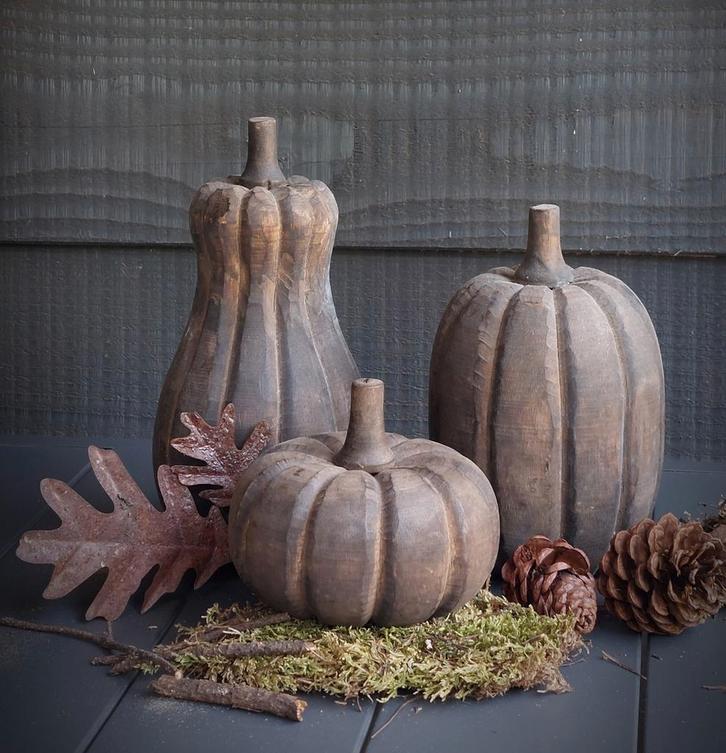 Set pompoenen bruin, groot., Huis en Inrichting, Woonaccessoires | Overige, Nieuw, Ophalen of Verzenden