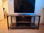 Tv meubel - Donkerbruin hout & zwart staal, Huis en Inrichting, Ophalen, Zo goed als nieuw, 25 tot 50 cm, Minder dan 100 cm