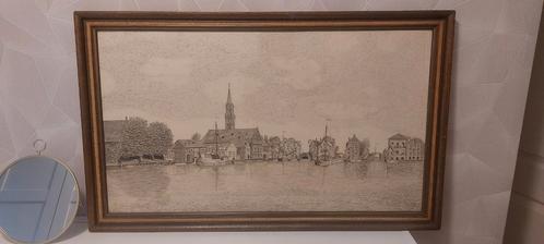 Schilderij ets in lijst, Antiek en Kunst, Kunst | Etsen en Gravures, Ophalen