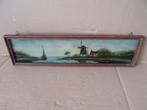 Curiosa schilderij geschilderd achter glas 34x10 Tramp art, Antiek en Kunst, Ophalen of Verzenden