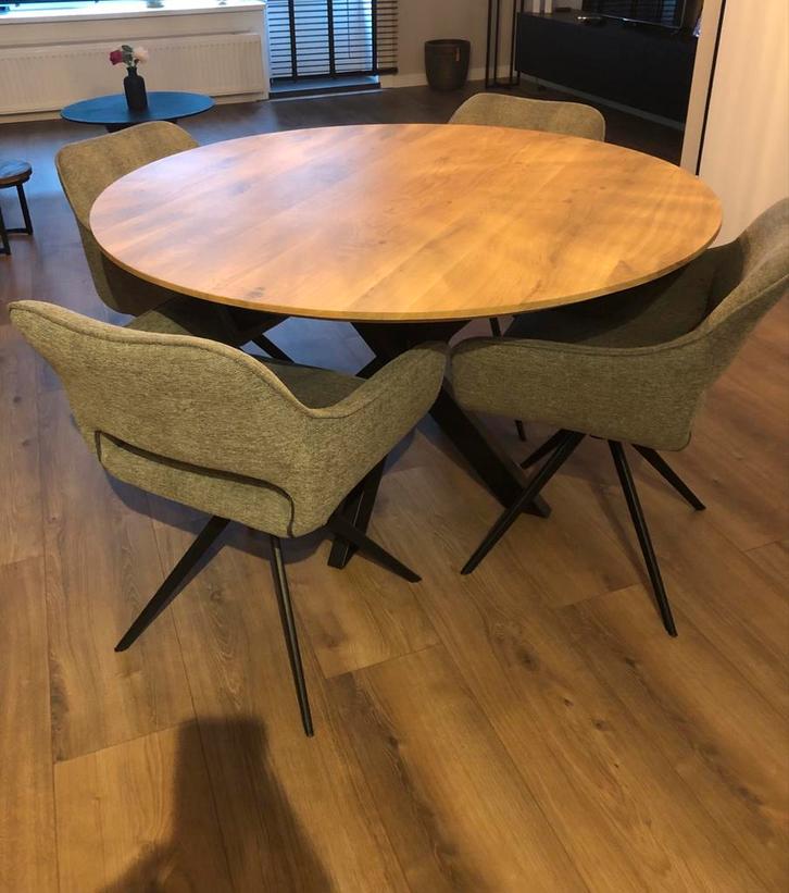 Ronde eiken eettafel 130 cm - Table du Sud, Huis en Inrichting, Tafels | Eettafels, Zo goed als nieuw, 100 tot 150 cm, Vier personen