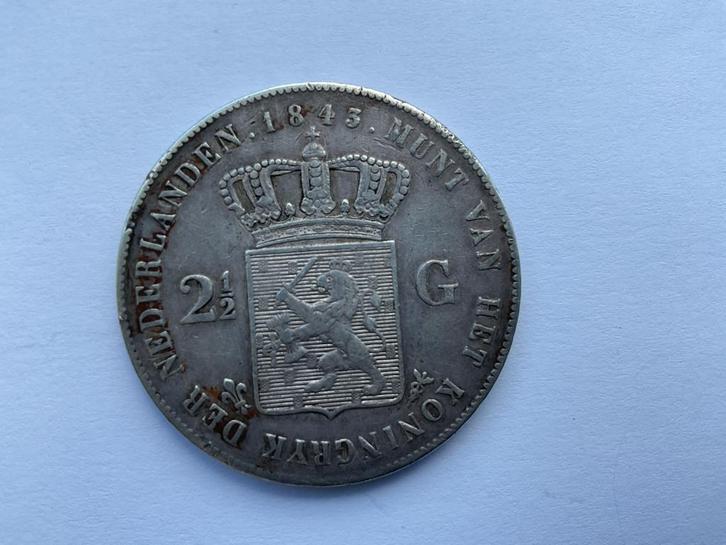 Zilveren rijksdaalder 1843 Willem II Koning der Ned., Postzegels en Munten, Munten | Nederland, Losse munt, 2½ gulden, Koning Willem II