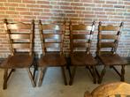 4 Eiken Stoelen - Landelijke Stijl per stoel, Gebruikt, Bruin, Ophalen of Verzenden, Vier