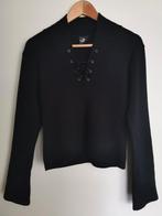 Zwart truitje met veter S-36, Kleding | Dames, Tops, Zwart, Ophalen of Verzenden, Zo goed als nieuw, Lange mouw