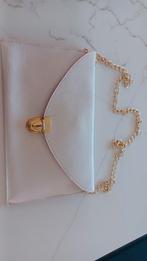 Witte Avondtasje / enveloppasje met Gouden Ketting, Sieraden, Tassen en Uiterlijk, Tassen | Damestassen, Ophalen, Zo goed als nieuw