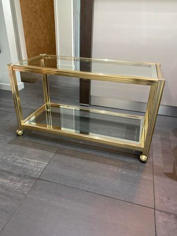 Vintage salontafel Pierre Vandel op wielen  jaren 70 beschikbaar voor biedingen