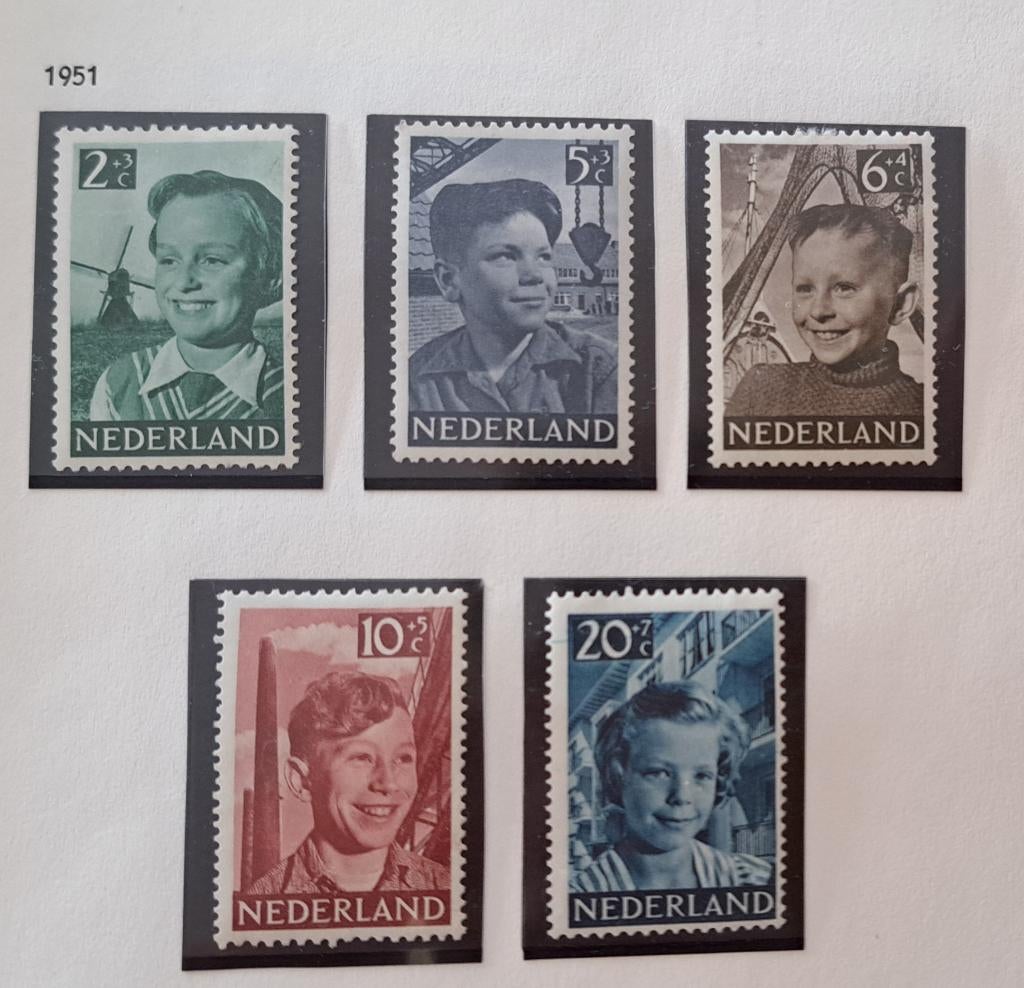 Nederland 1951 nvph 573/577 ongebruikt (Davo), Ophalen of Verzenden, Na 1940, Postfris