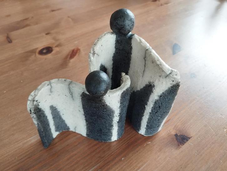 Prachtig dubbel-beeld van moeder en kind - raku, Verzamelen, Beelden en Beeldjes, Zo goed als nieuw, Mens, Ophalen