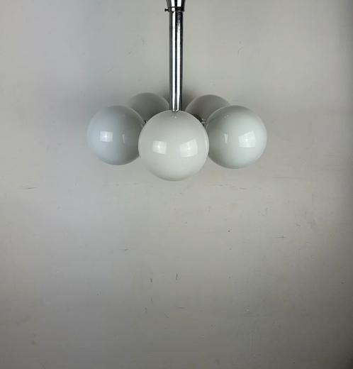 Vintage Hustadt Leuchten glazen bollen hanglamp, Huis en Inrichting, Lampen | Hanglampen, Zo goed als nieuw, Minder dan 50 cm