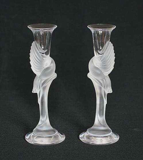 Carl Igor Faberge gespiegelde Kandelaars Sneeuwduif, Antiek en Kunst, Antiek | Glas en Kristal, Ophalen of Verzenden