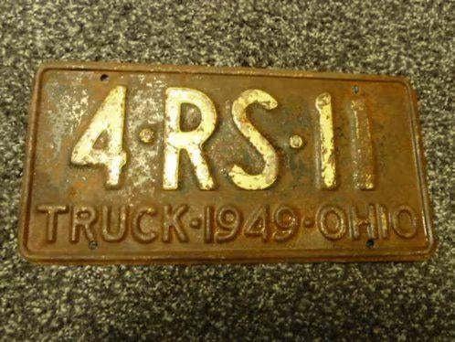 Kentekenplaat licenseplate Ohio 1949 USA, Verzamelen, Ophalen of Verzenden, Gebruikt, Auto's
