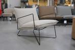 Luxe fauteuil EARL Jess design metaal stof beige naturel, 75 tot 100 cm, Metaal, Zo goed als nieuw, Ophalen
