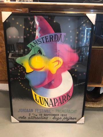 Unieke grote kermis / lunapark poster 1950 beschikbaar voor biedingen