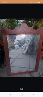Houten Spiegel met Sierlijke Top, Antiek en Kunst, Antiek | Spiegels, Ophalen, Rechthoekig, Minder dan 50 cm, Minder dan 100 cm