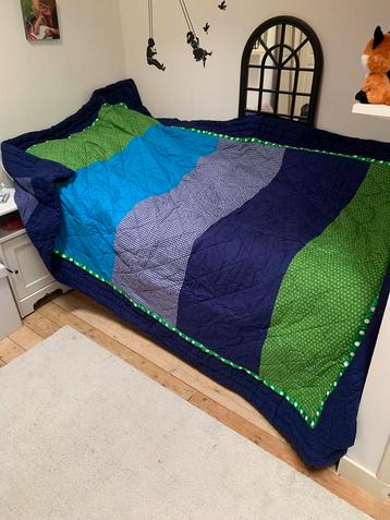 Bedsprei blauw groen, Hebje, 250x170cm beschikbaar voor biedingen