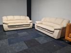 Nieuwe trendy 2x 3 zits bank in stevig creme lederlook., Ophalen of Verzenden, Nieuw