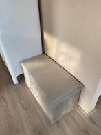 Poef 76x38 Fluweel Donkerzand met Opbergruimte, Nieuw, Stof, Rechthoekig, 50 tot 75 cm