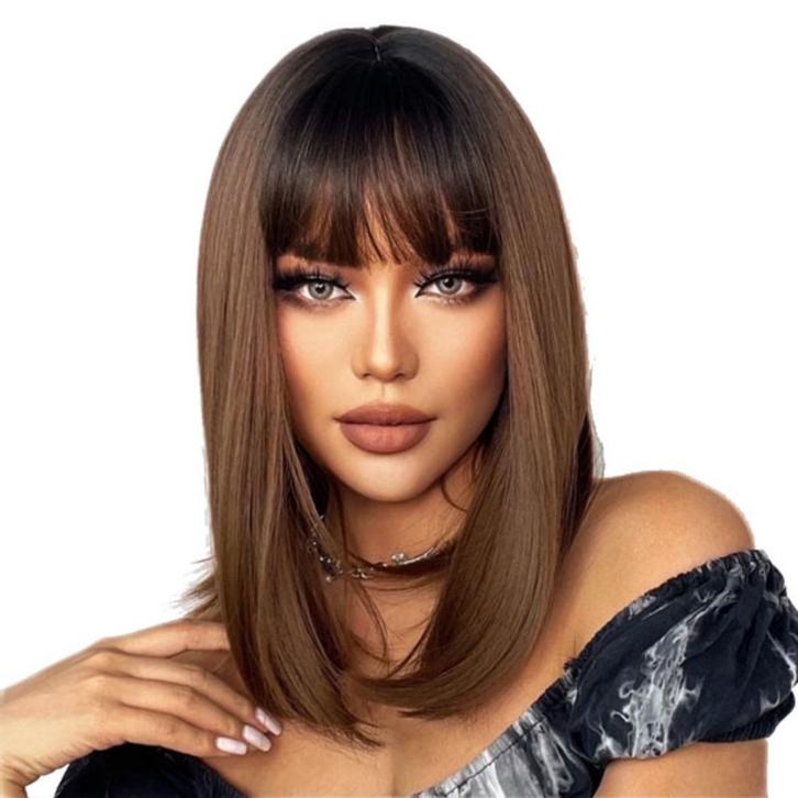 Pruik bob steil model in bruinmix model Faya, Sieraden, Tassen en Uiterlijk, Uiterlijk | Haarverzorging, Nieuw, Pruik of Haarverlenging